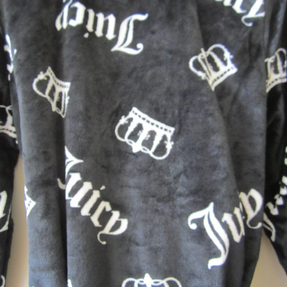 Juicy Couture Bathrobe Robe Crown Black Sleepwear Women - Picture 4 of 4